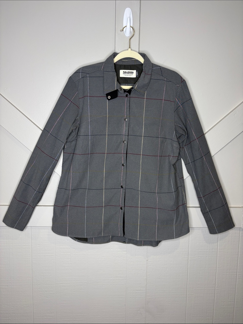Specialized Fjallraven Riders Flannel Shirt Grey Plaid Womens XL Bike Commuter